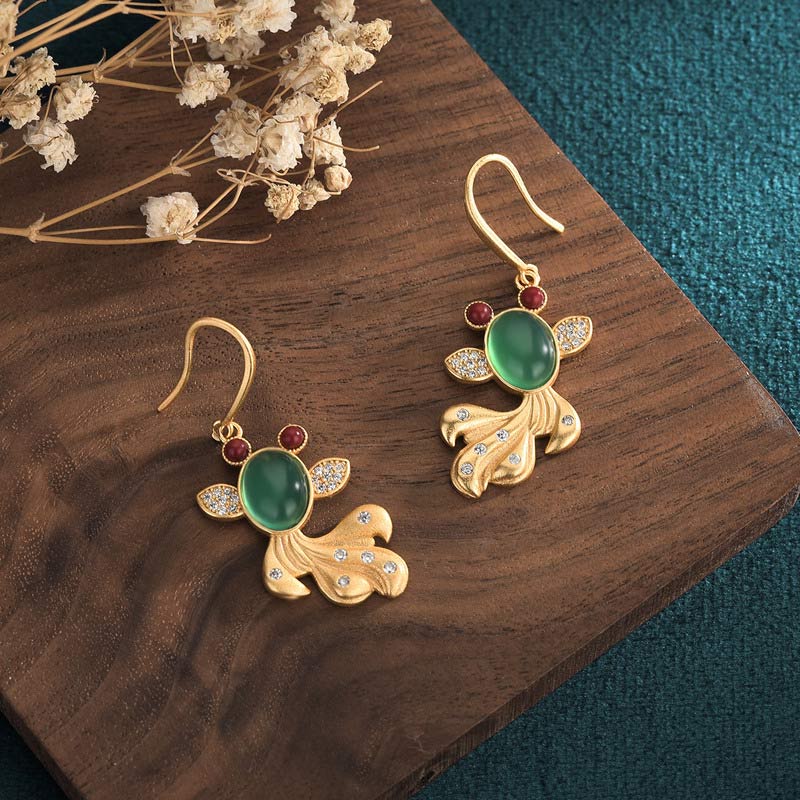 LAOTLON FengShui Jade Koi Fortune Earrings