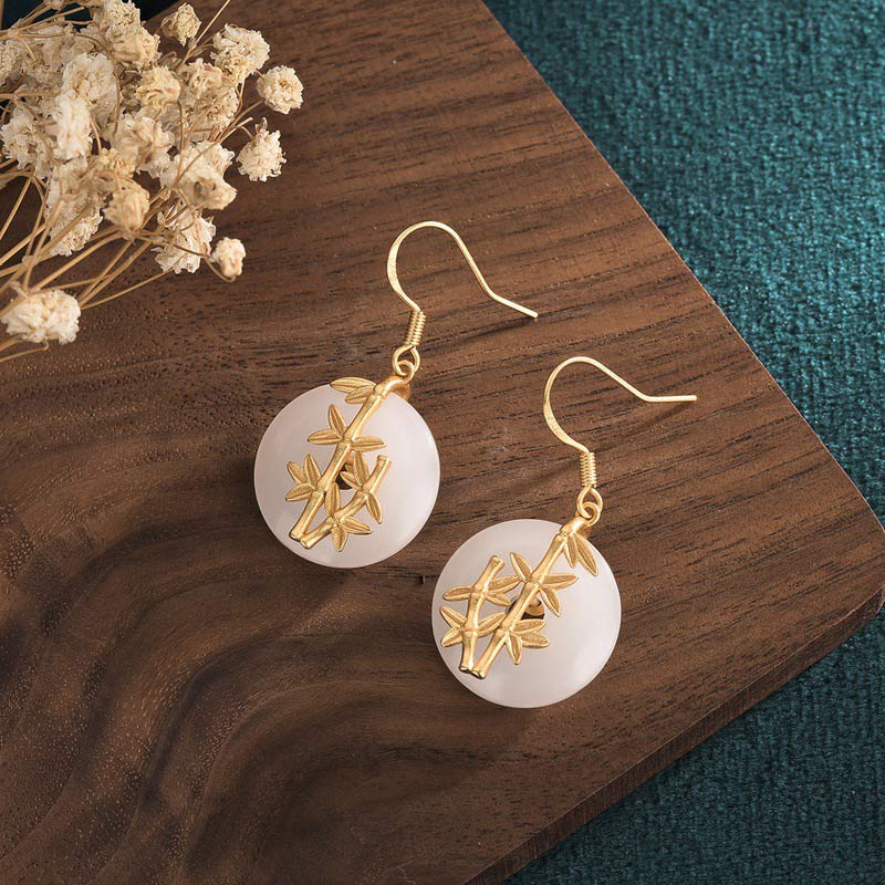 LAOTLON FengShui White Jade Fortune Earrings