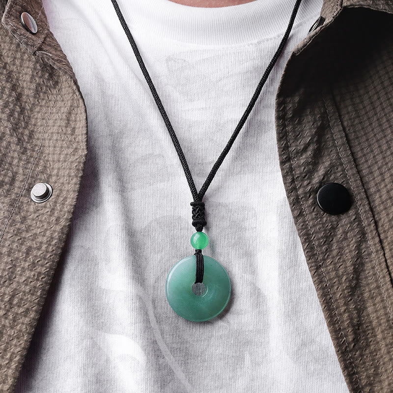 LAOTLON Lucky Coin Pendant Healing Crystal Gemstone Necklace