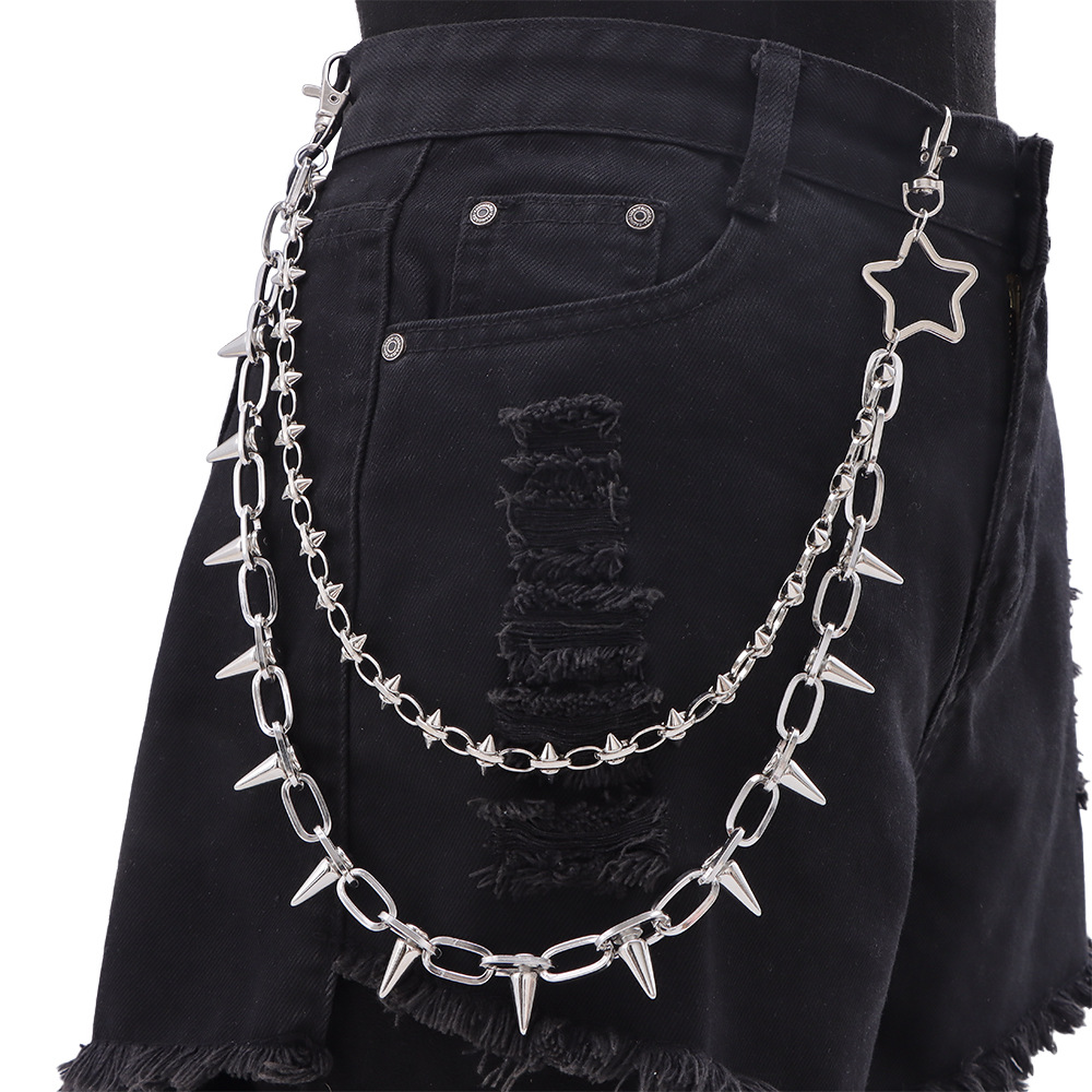 LAOTLON  Belt Accessory Hip-Hop Punk Metal Rivet Stage Performance Multi-Layer Waist Chain