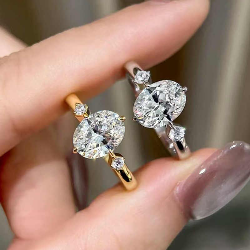 LAOTLON Oval Shape Moissanite Engagement Wedding Ring 925 Sterling Silver Promise Jewelry for Women