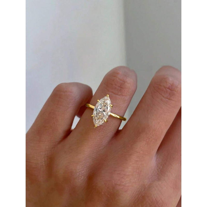LAOTLON Moissanite Marquise Ring With Hidden Halo Style