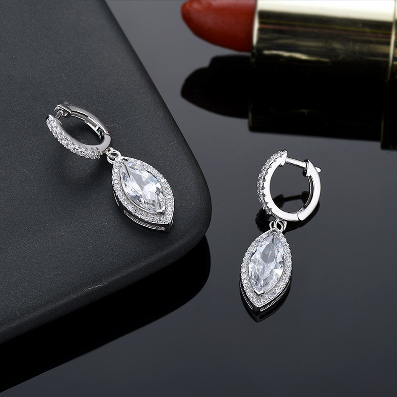 LAOTLON Affordable Luxury 2 Carat Marquise Cut Moissanite 925 Sterling Silver Earrings