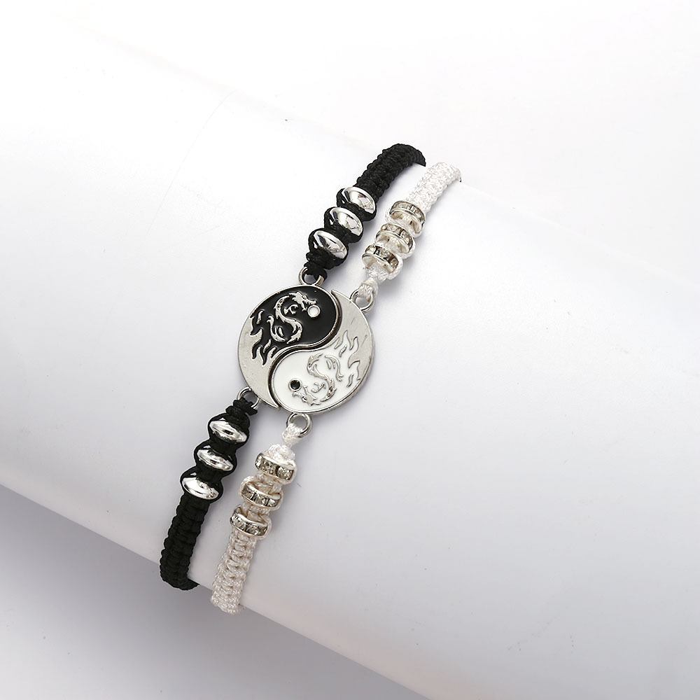 LAOTLON 2pcs Yin Yang Dragon Couple Bracelet