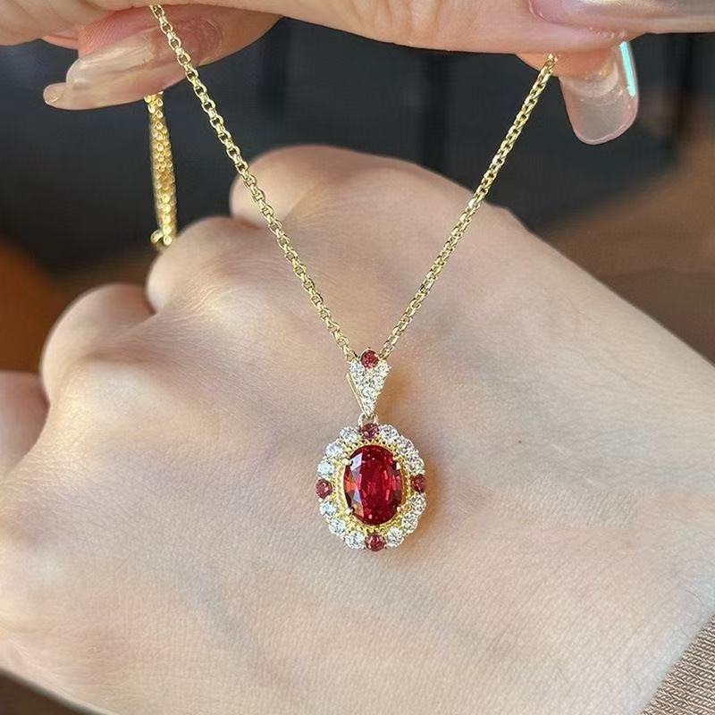 LAOTLON Medieval Jewelry Ruby Pendant Pigeon Egg Necklace for Women