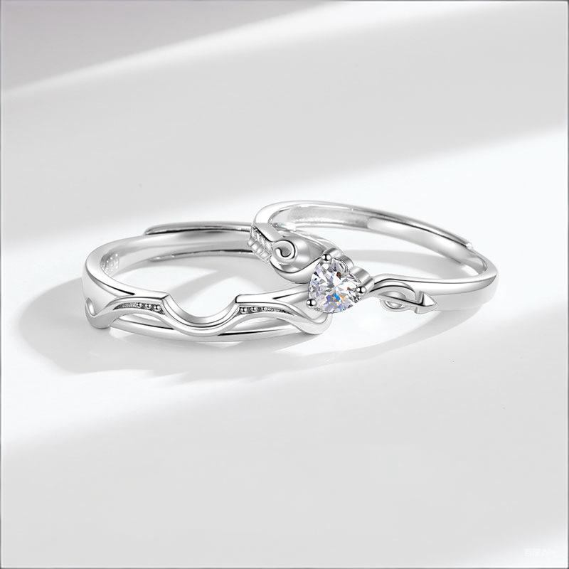 TAOTLON Cupid’s Arrow Couple Rings Original Niche Design Adjustable Rings Set For Couple