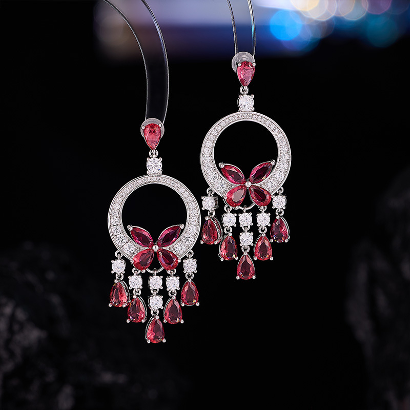 TAOTLON Butterfly Tassel Earrings French Light Luxury Formal Dress Accessories