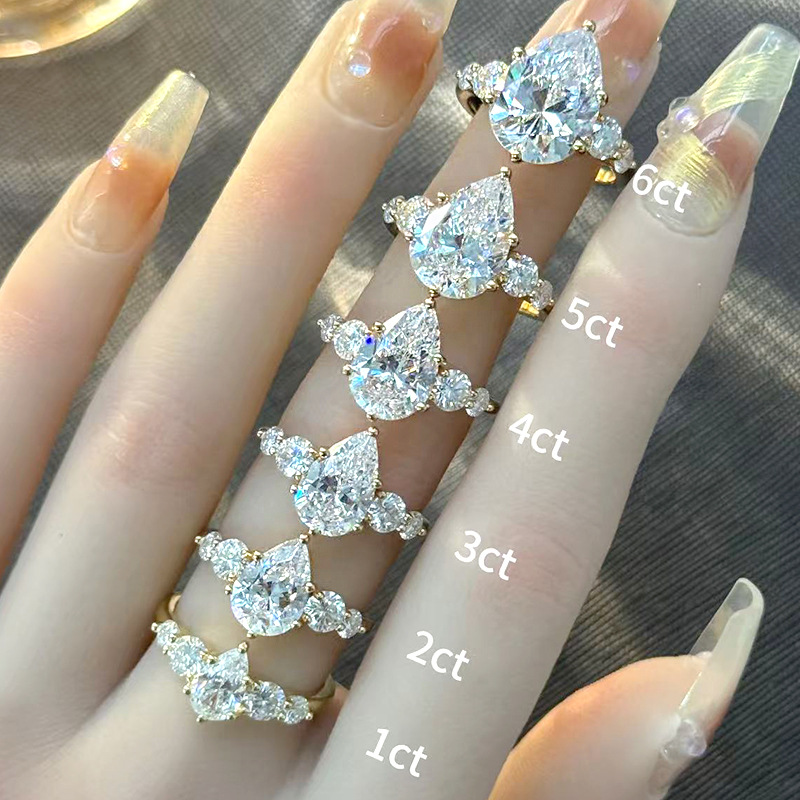 TAOTLON Affordable Luxury Pear Moissanite Women’s Engagement Rings