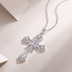 Laotlon Moissanite Cross Necklace Crucifix Pendant