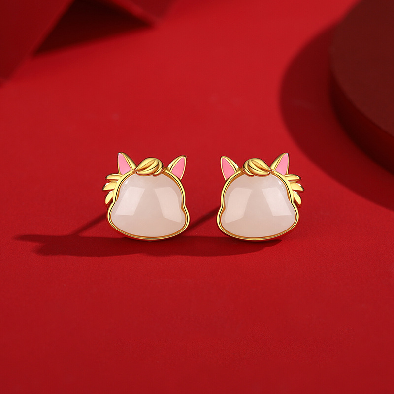 Laotlon Hetian Jade Little Horse Necklace for Women S925 Silver, 2026 Year of the Horse Jewelry