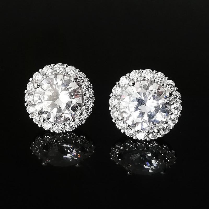 LAOTLON Big White Artificial Gemstone Stud Earrings