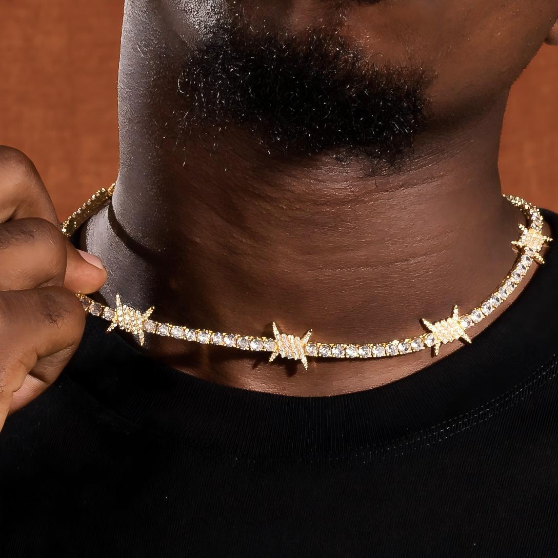 LAOTLON Hip-Hop Cross Knotting Shape Tennis Necklace