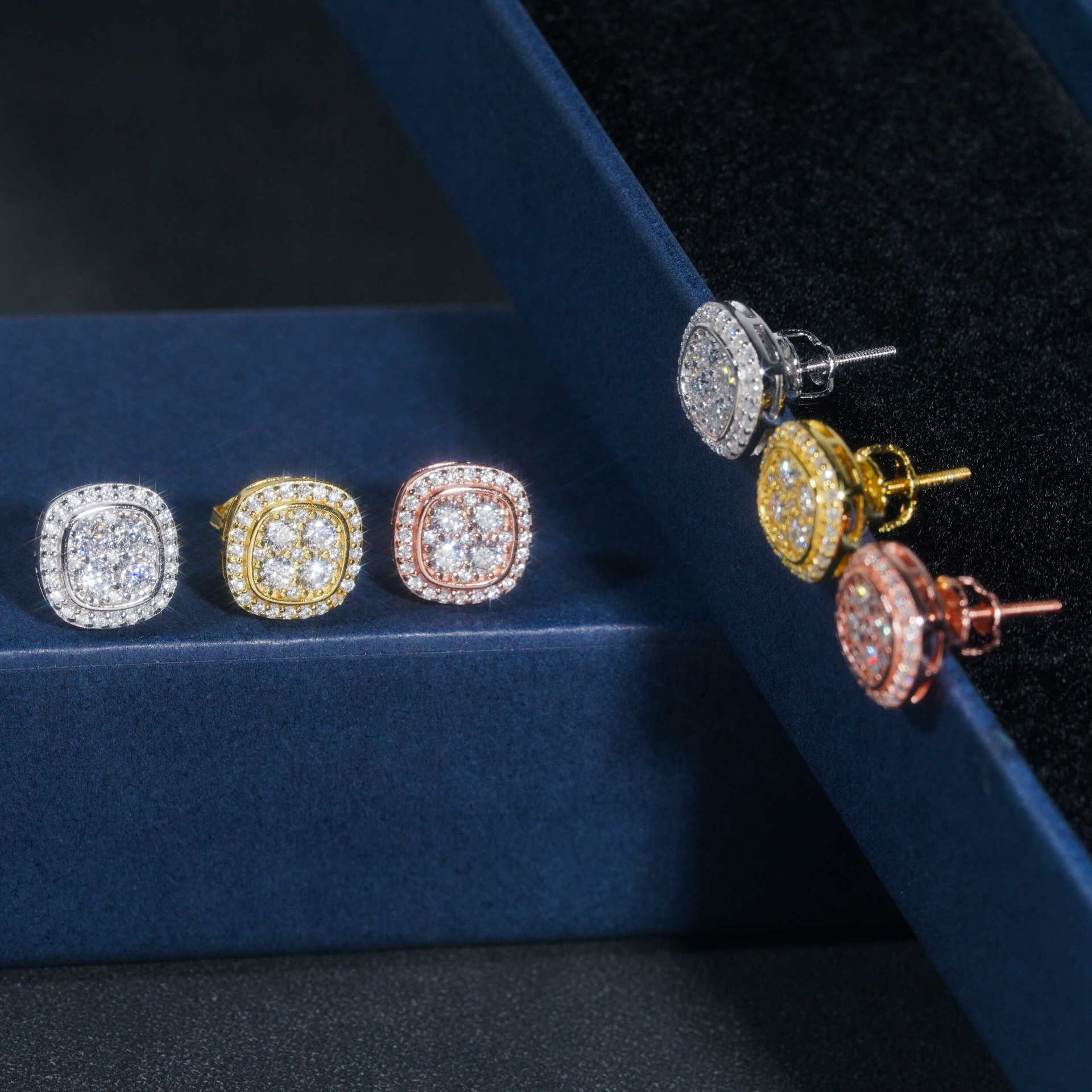 LAOTLON Cross-Border S925 Silver Round Moissanite Earrings