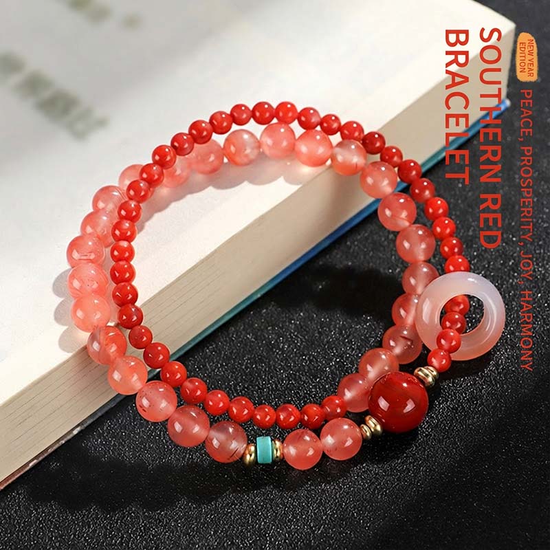 TAOTLON New Chinese Style Ice-Floating South Red Bead Bracelet