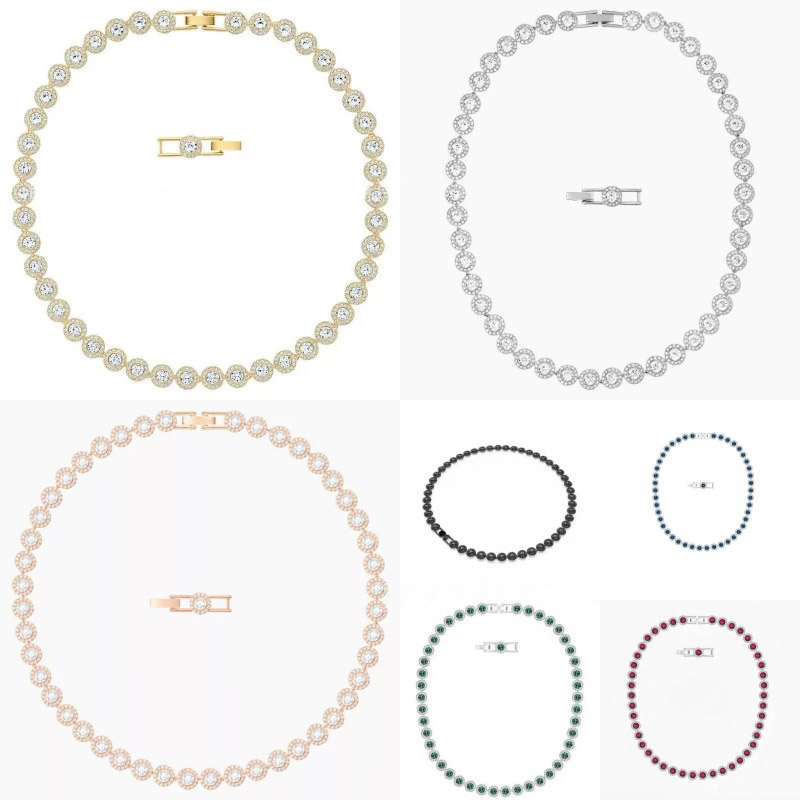 TAOLON Luxury Crystal Tennis Necklace with Pave Halo Setting