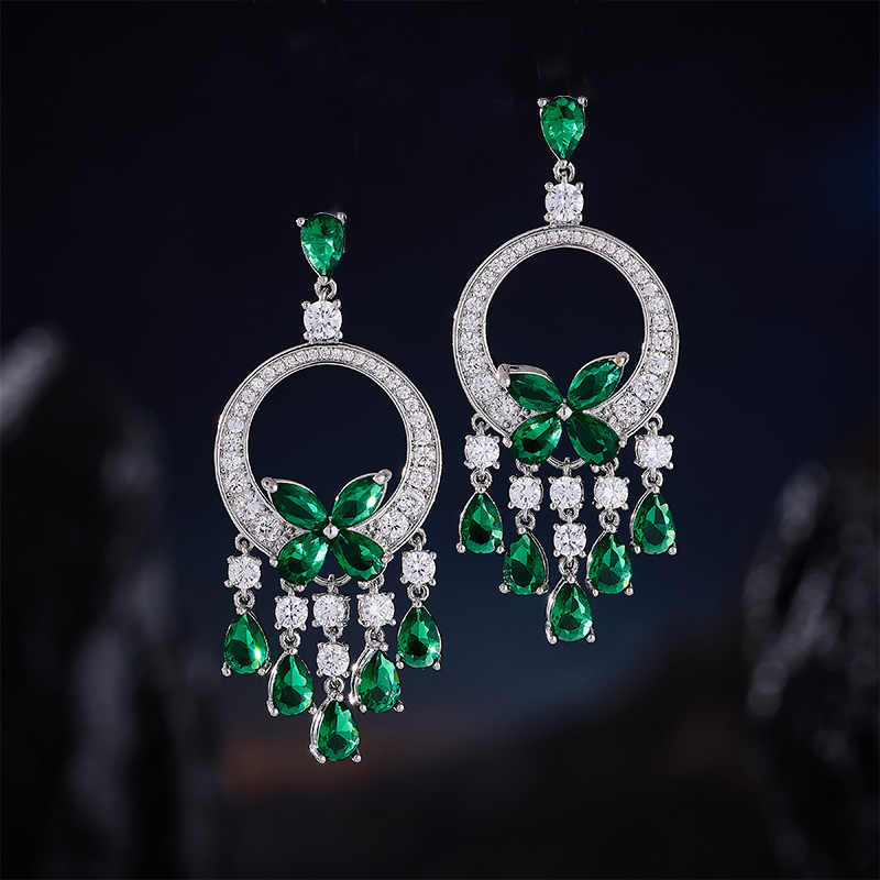 LAOTLON French-Style Light Luxury Butterfly Tassel Earring and Necklace Set