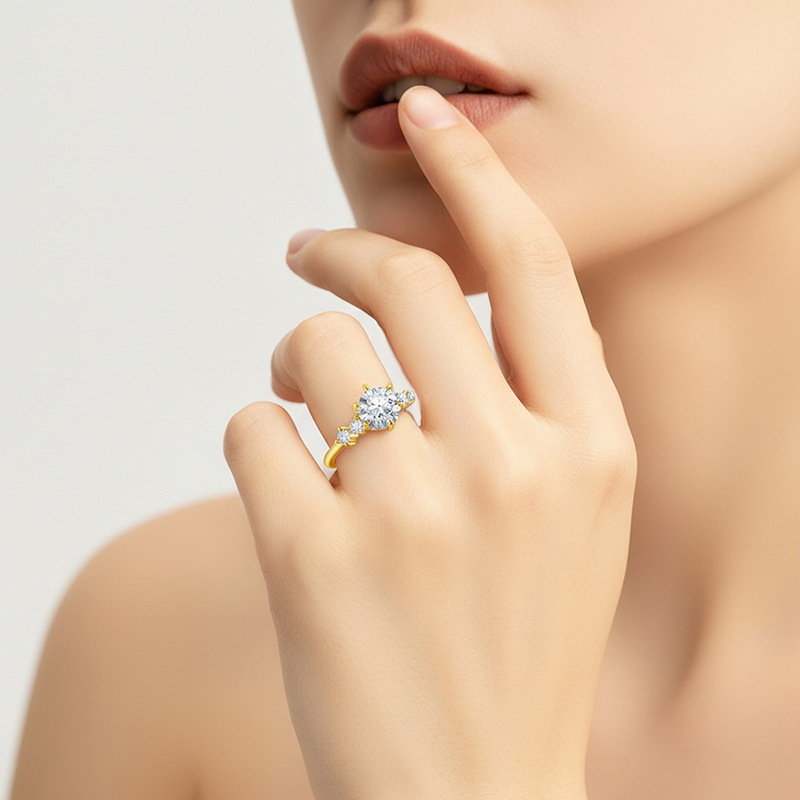 LAOTLON Round Cut 5 stone diamond ring