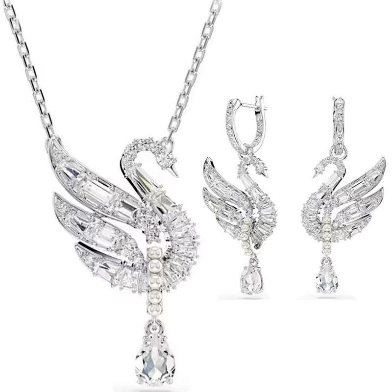 TAOLON Elegance in Flight: The Modern Swan Crystal Set
