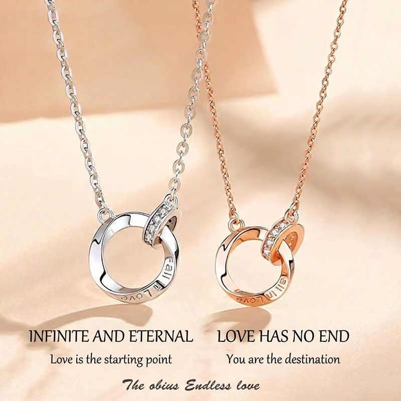 TAOLON 925 Sterling Silver Mobius Infinity Necklace | Dainty Interlocking Circles Pendant, Minimalist Geometric Jewelry for Women