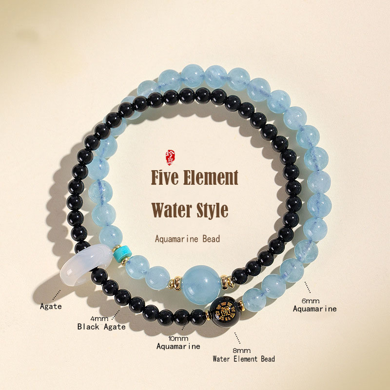 TAOTLON Natural Crystal Wealth-Attracting Treasure Five Elements Double-Circle Bracelet
