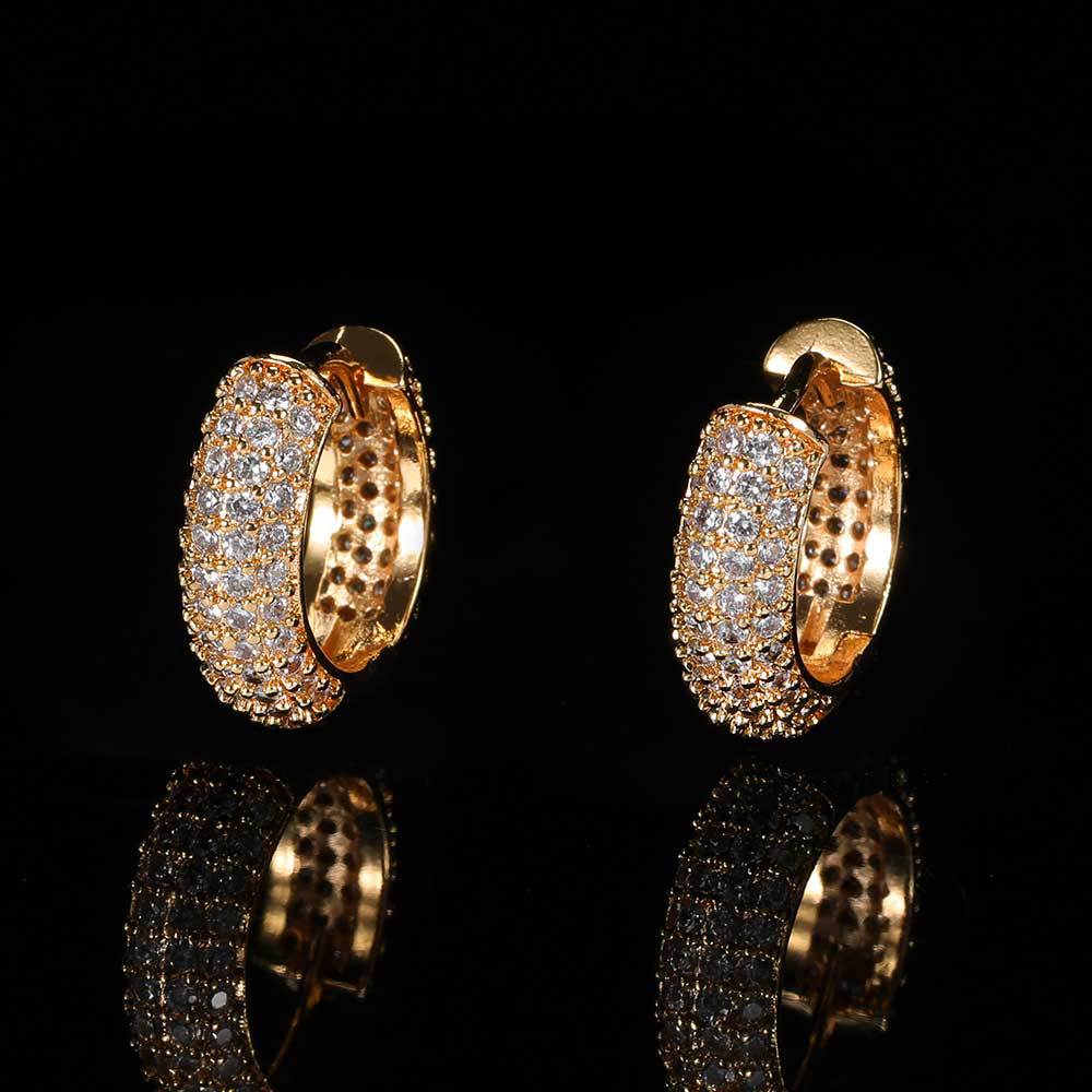 LAOTLON Hip-Hop Style Hoop Bubble Earrings with Zirconia Studs