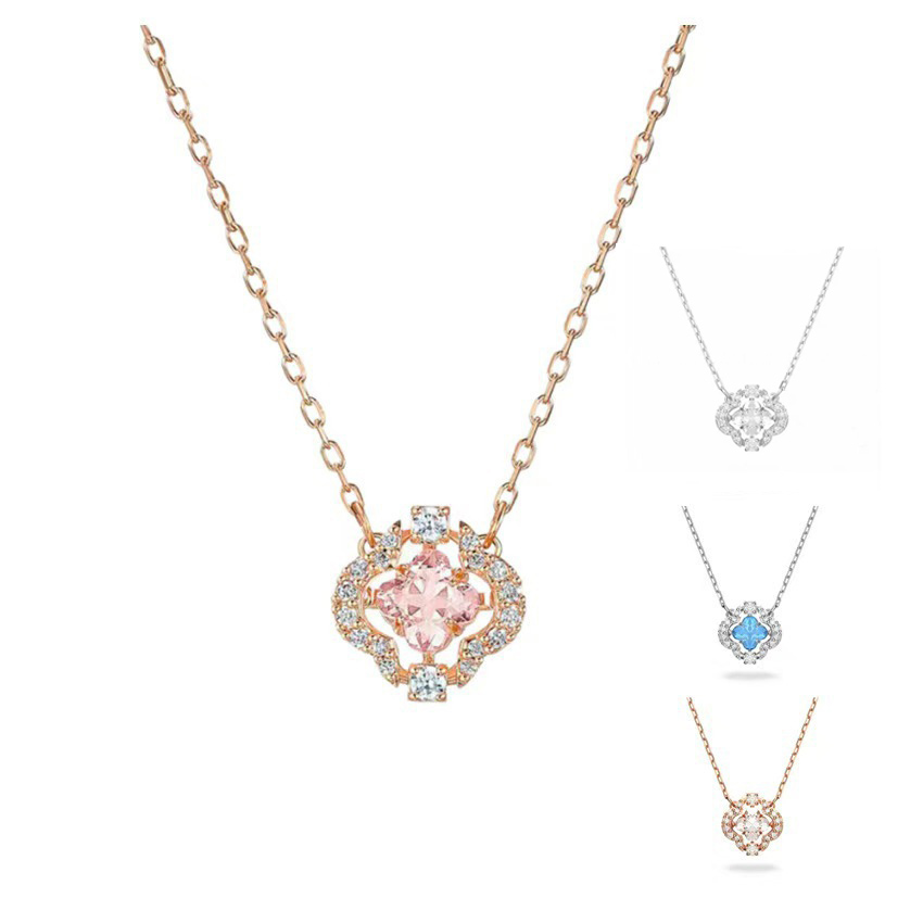 TAOLON Lucky Clover Crystal Pendant Necklace | Elegant Quatrefoil Jewelry for Women
