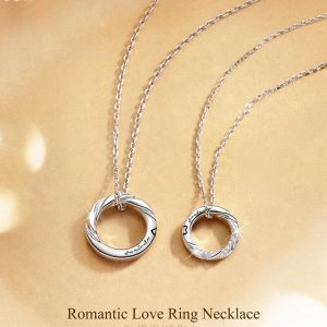 TAOLON Eternal Bond Soulmate Necklace Set - Sterling Silver Couple's Pendant with Zirconia Accents