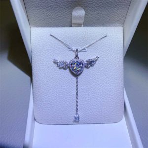 TAOLON Angel Wings Heart Pendant Necklace
