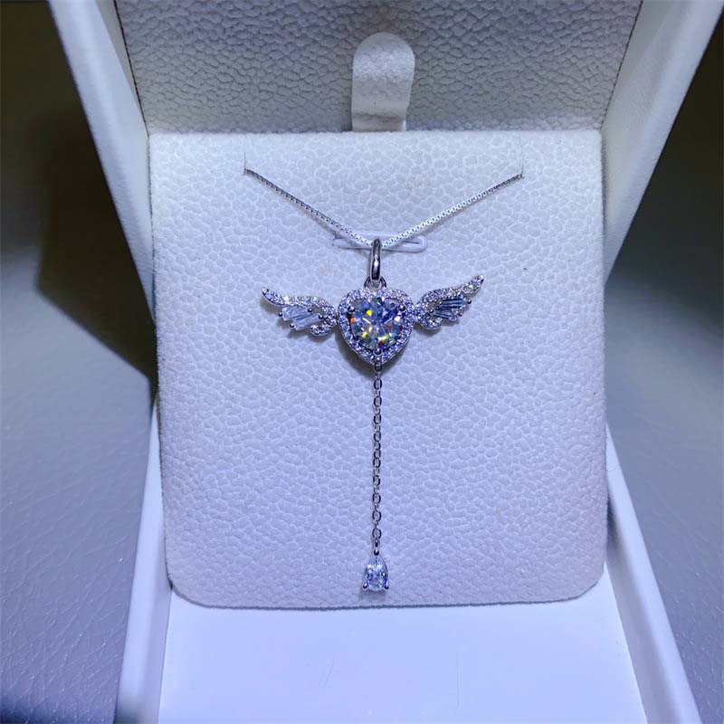 TAOLON Angel Wings Heart Pendant Necklace