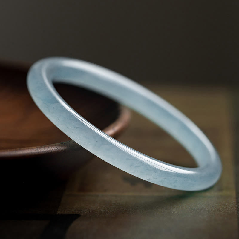 LAOTLON Natural Aquamarine Serenity Bangle Bracelet