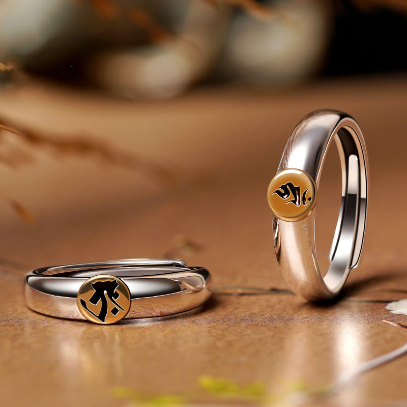 LAOTLON Tibetan Om Mani Padme Hum Carved Chinese Zodiac Natal LAO Peace Ring