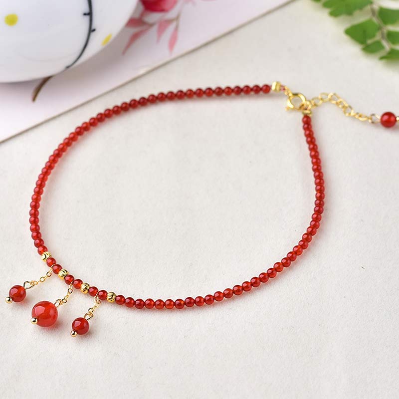 LAOTLON Red Agate Confidence Calm Anklet