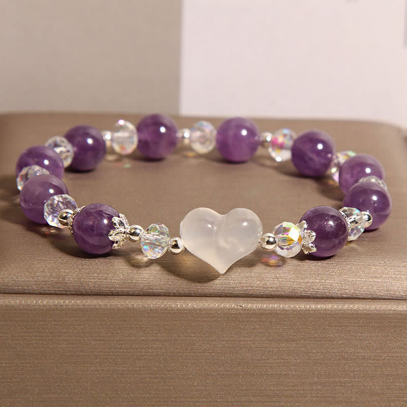 LAOTLON Heart Amethyst White Agate Balance Bracelet