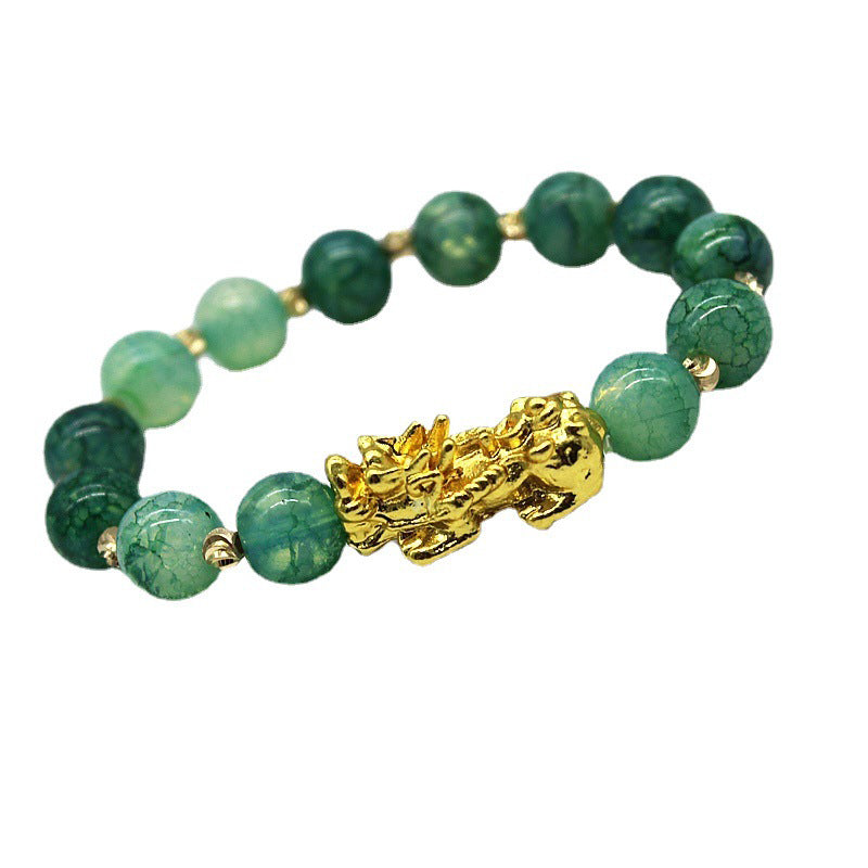 LAOTLON Handmade Cyan Jade Pi Xiu Success Bracelet