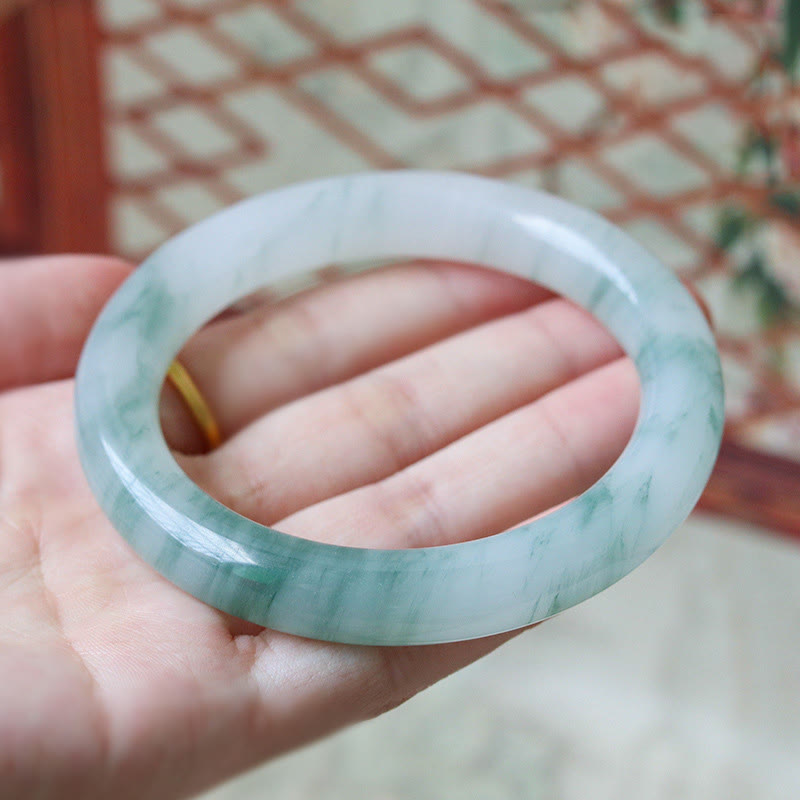LAOTLON Natural Jade Luck Prosperity Bangle Bracelet
