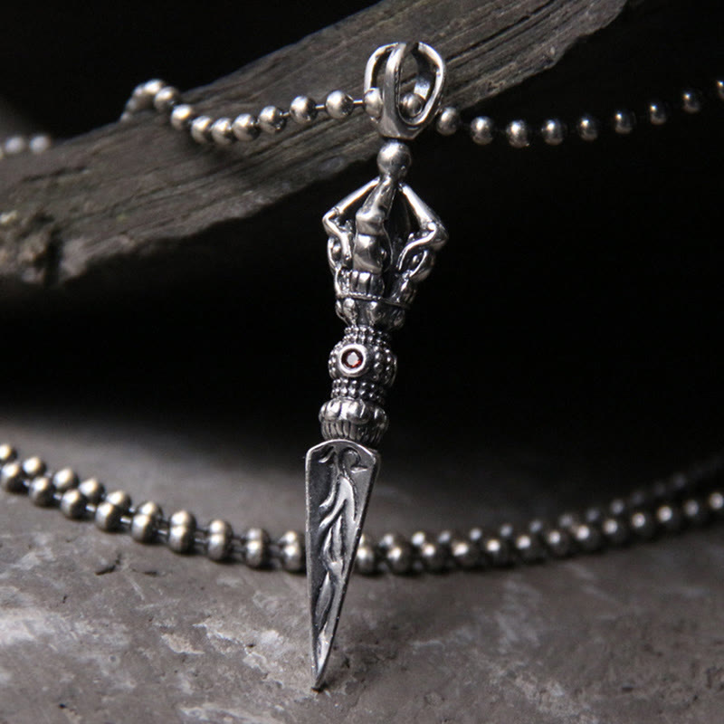 LAOTLON 925 Sterling Silver Dorje Vajra Enlightenment Necklace Chain Pendant