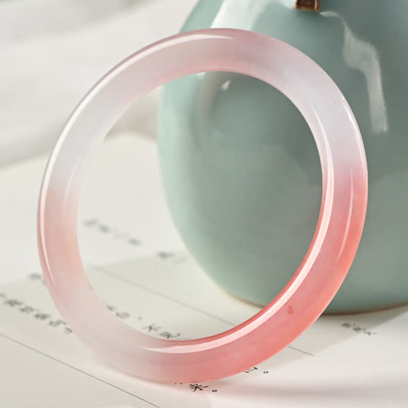 LAOTLON Pink Golden Silk Jade Wealth Bracelet Bangle