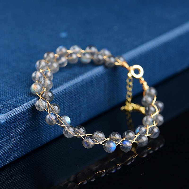 LAOTLON Natural Moonstone Love Blessing Bracelet