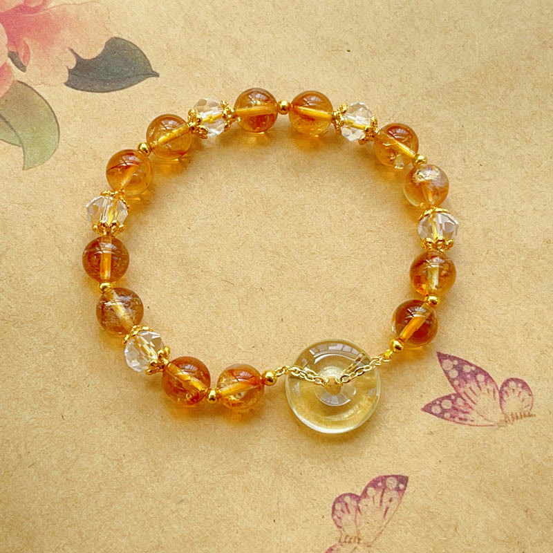 LAOTLON Peace Buckle Citrine Crystal Prosperity Bracelet