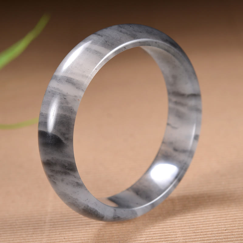 LAOTLON Natural Ink Color Golden Silk Jade Wealth Bracelet Bangle