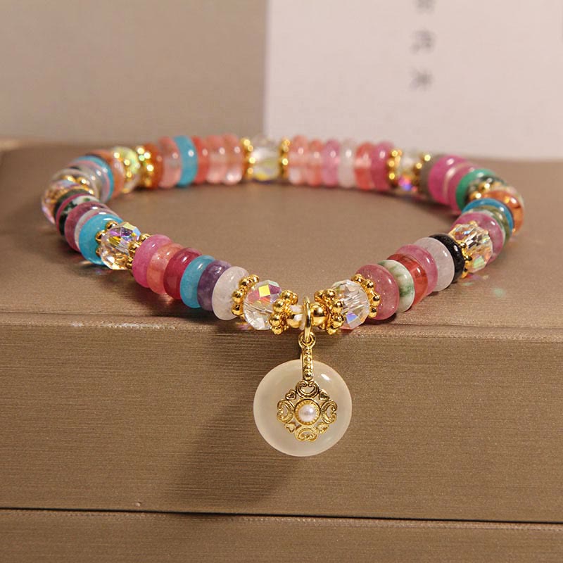 LAOTLON Various Crystal Peace Buckle Auspicious Bracelet