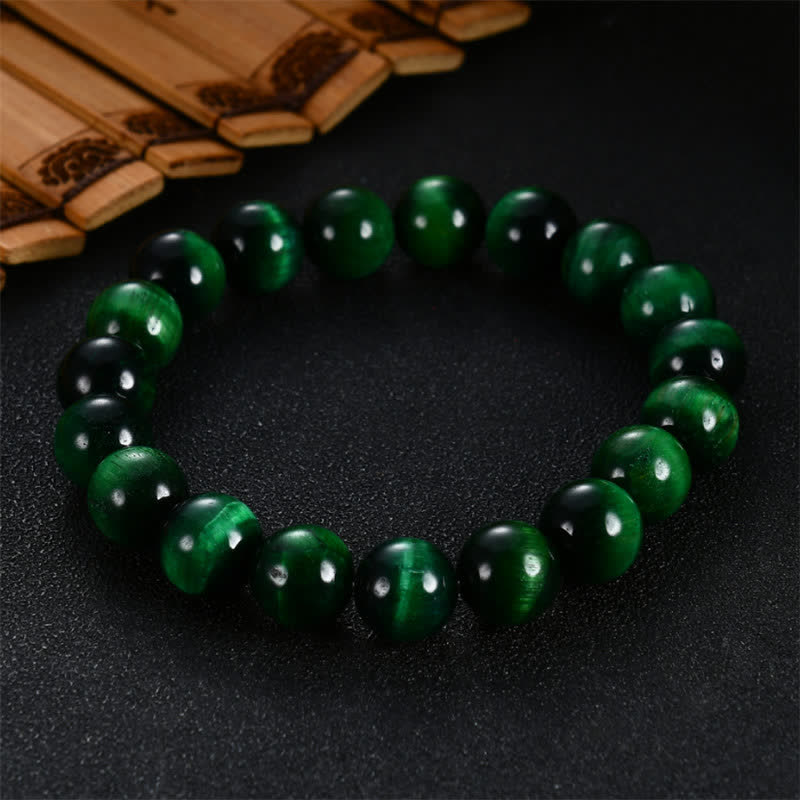 LAOTLON Natural Green Tiger Eye Strength Bracelet