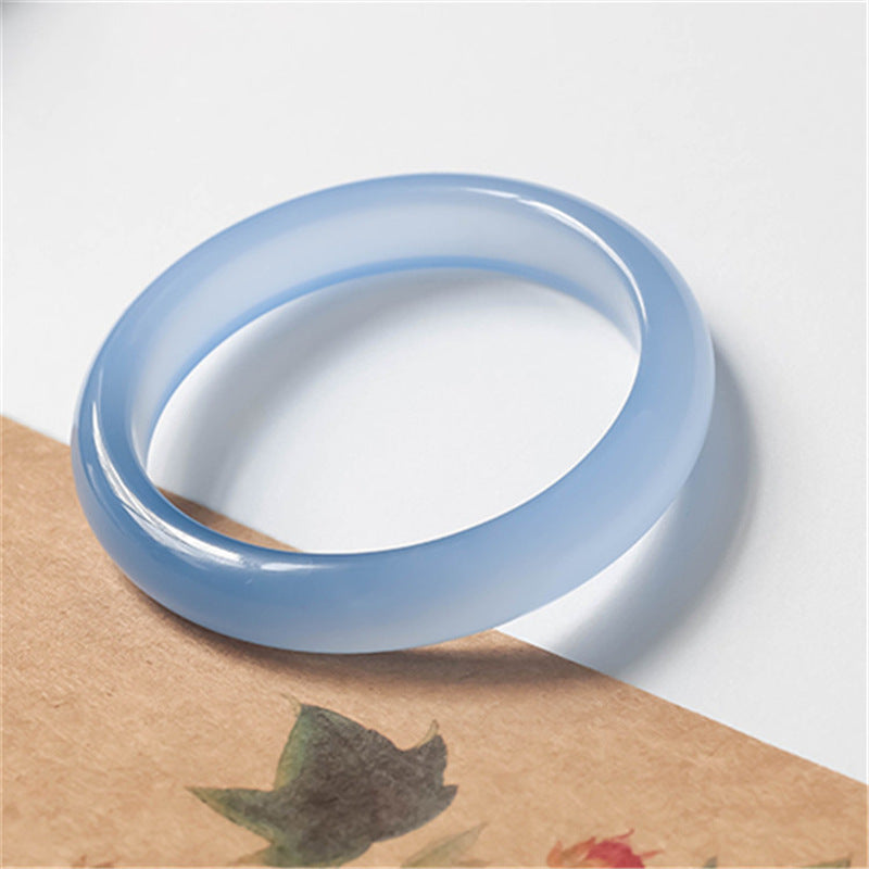 LAOTLON Blue Chalcedony Emotional Balance Bracelet Bangle