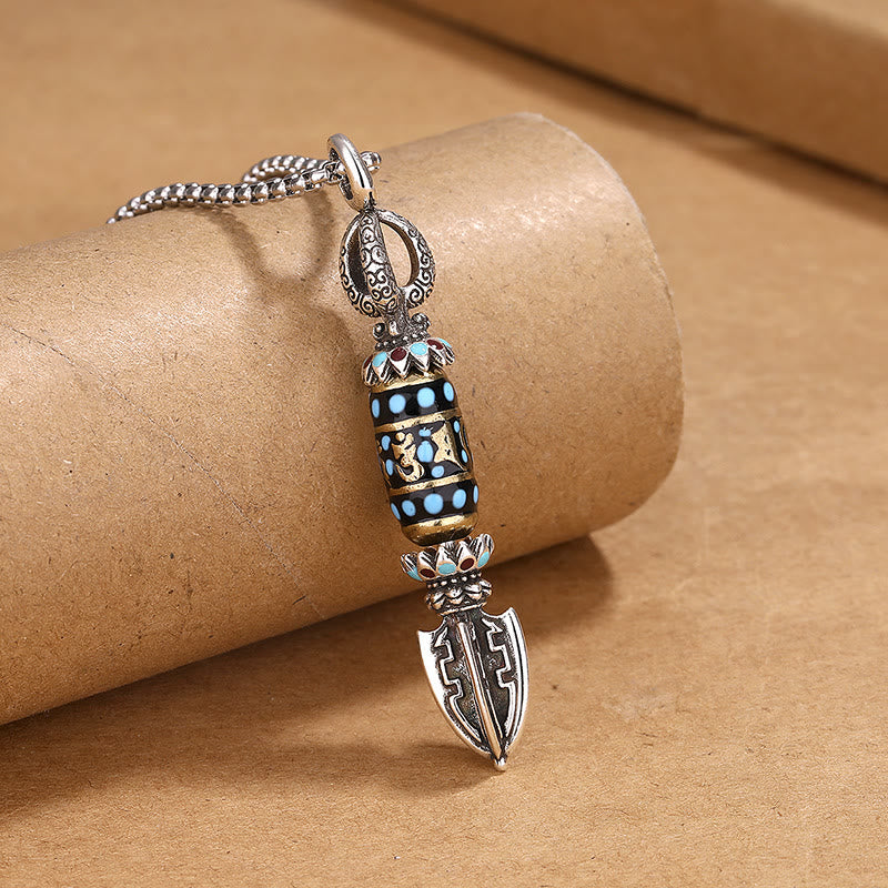 LAOTLON Tibetan Om Mani Padme Hum Protection Wealth Rotatable Necklace Pendant