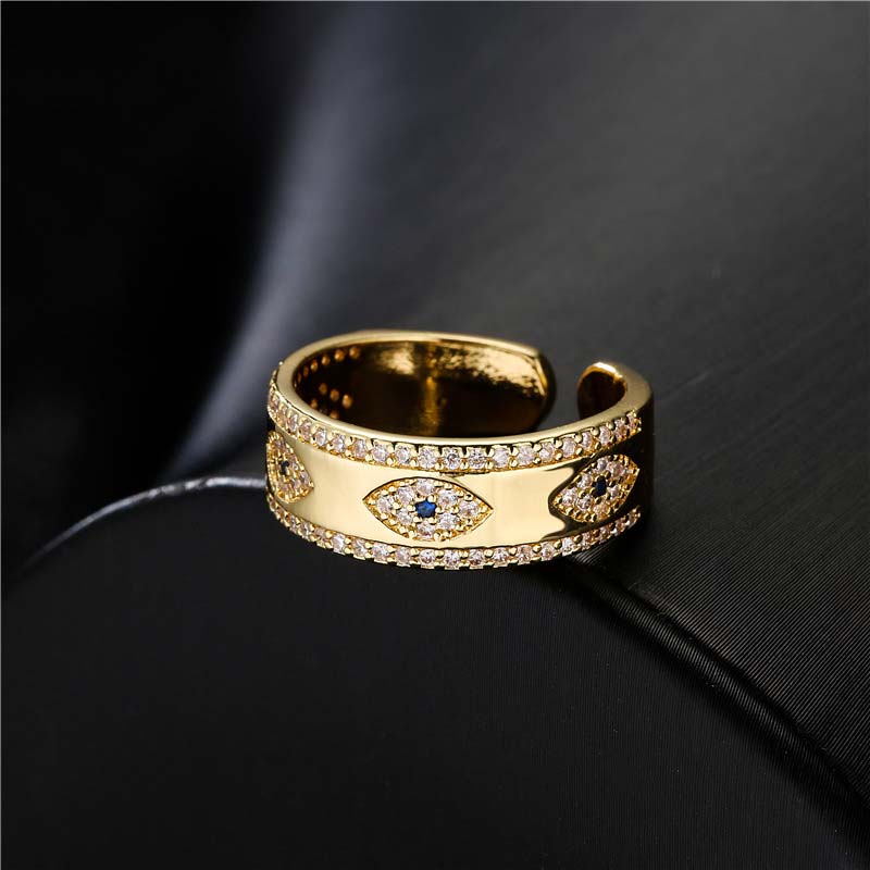 LAOTLON Evil Eye Luck Blessing Copper Alloy Ring