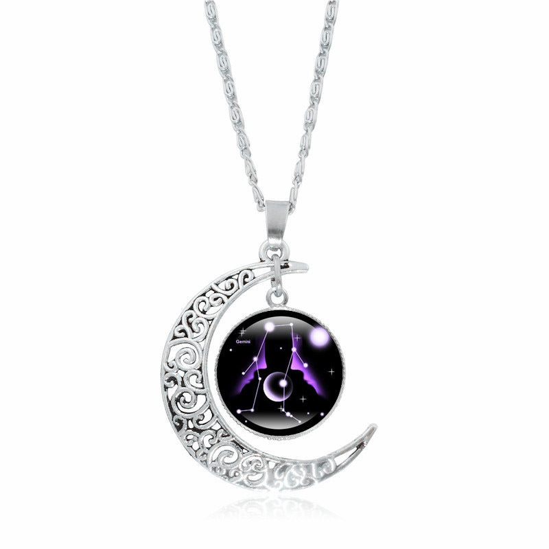 LAOTLON 12 Constellations of the Zodiac Moon Protection Necklace Chain Pendant