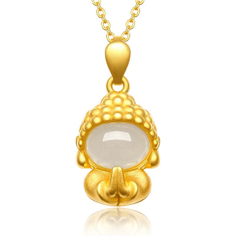 LAOTLON White Jade LAO Success Pendant Necklace