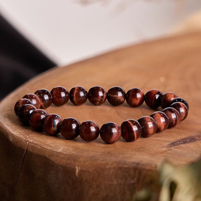 LAOTLON Natural Tiger Eye Healing Bead Bracelet