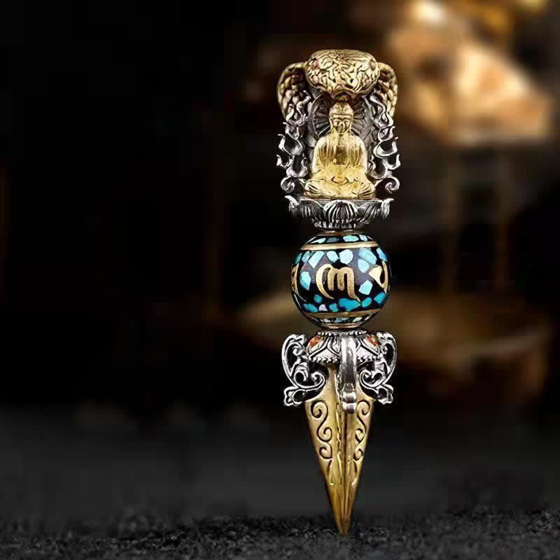 LAOTLON Tibetan Om Mani Padme Hum LAO Wealth Rotation Necklace Vajra Pendant