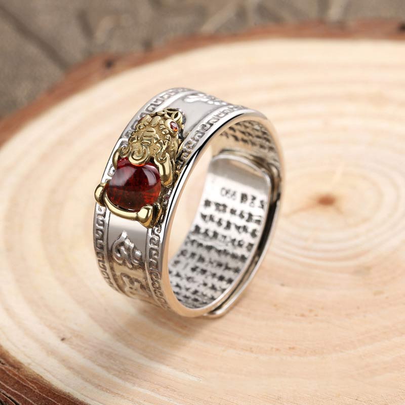 LAOTLON Red Agate PiXiu Wealth Ring